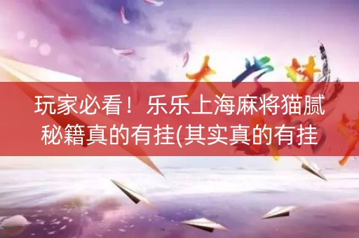 玩家必看！乐乐上海麻将猫腻秘籍真的有挂(其实真的有挂)