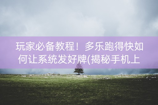 玩家必备教程！多乐跑得快如何让系统发好牌(揭秘手机上提高胜率)