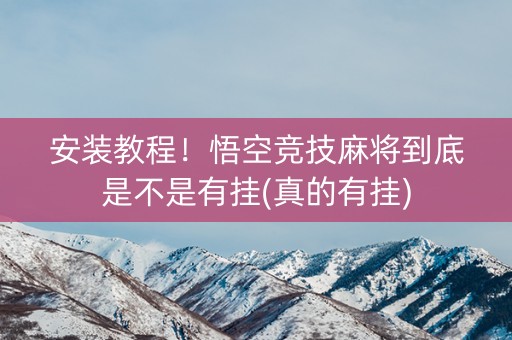 安装教程！悟空竞技麻将到底是不是有挂(真的有挂)