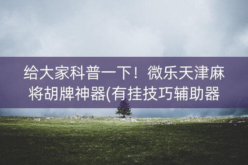给大家科普一下！微乐天津麻将胡牌神器(有挂技巧辅助器)