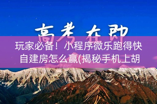 玩家必备！小程序微乐跑得快自建房怎么赢(揭秘手机上胡牌神器)