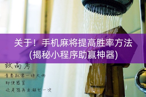 关于！手机麻将提高胜率方法(揭秘小程序助赢神器)