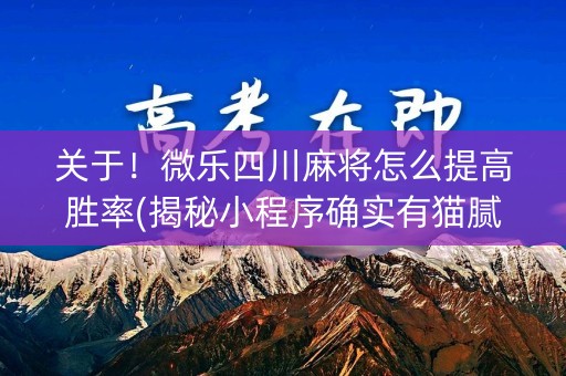 关于！微乐四川麻将怎么提高胜率(揭秘小程序确实有猫腻)