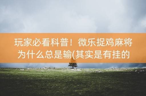 玩家必看科普！微乐捉鸡麻将为什么总是输(其实是有挂的)