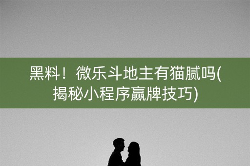 黑料！微乐斗地主有猫腻吗(揭秘小程序赢牌技巧)