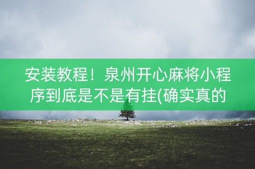 安装教程！泉州开心麻将小程序到底是不是有挂(确实真的有挂)