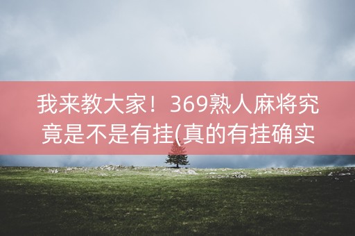 我来教大家！369熟人麻将究竟是不是有挂(真的有挂确实有挂)