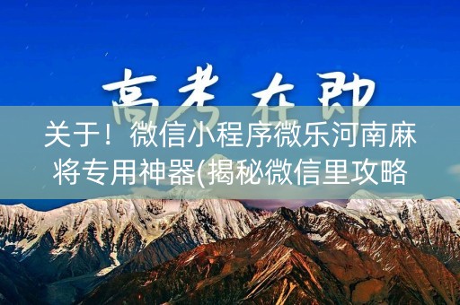 关于！微信小程序微乐河南麻将专用神器(揭秘微信里攻略插件)