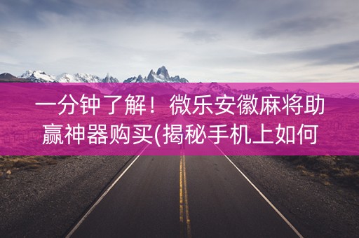 一分钟了解！微乐安徽麻将助赢神器购买(揭秘手机上如何让牌变好)
