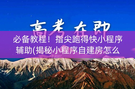 必备教程！指尖跑得快小程序辅助(揭秘小程序自建房怎么赢)
