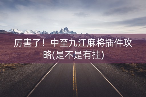 厉害了！中至九江麻将插件攻略(是不是有挂)