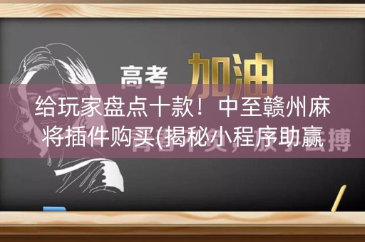 给玩家盘点十款！中至赣州麻将插件购买(揭秘小程序助赢软件)
