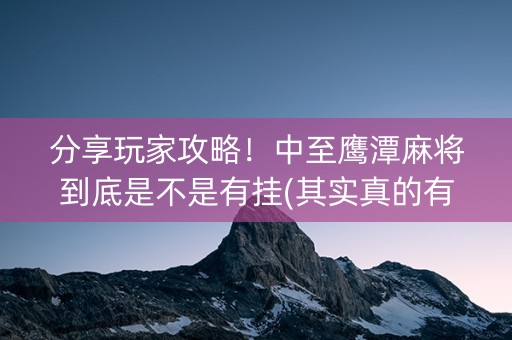 分享玩家攻略！中至鹰潭麻将到底是不是有挂(其实真的有挂)