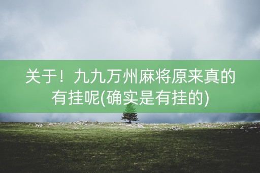 关于！九九万州麻将原来真的有挂呢(确实是有挂的)