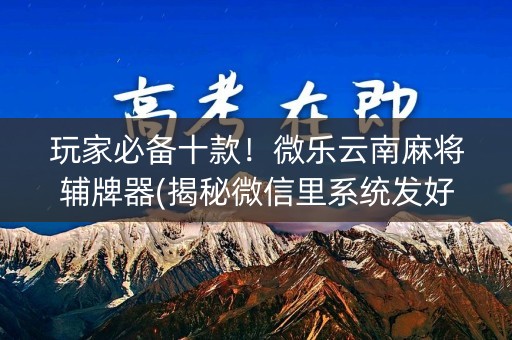 玩家必备十款！微乐云南麻将辅牌器(揭秘微信里系统发好牌)
