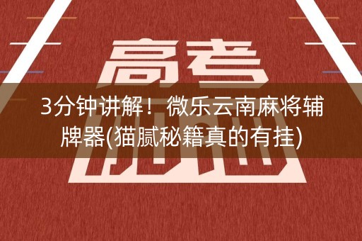 3分钟讲解！微乐云南麻将辅牌器(猫腻秘籍真的有挂)