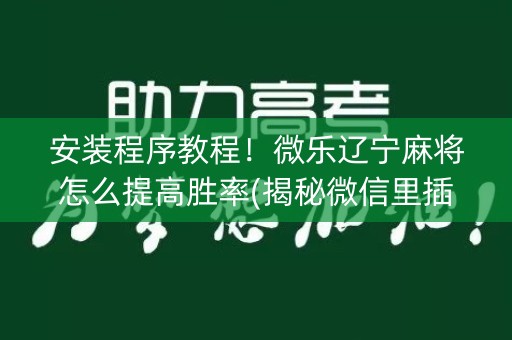 安装程序教程！微乐辽宁麻将怎么提高胜率(揭秘微信里插件购买)