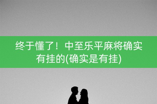 终于懂了！中至乐平麻将确实有挂的(确实是有挂)