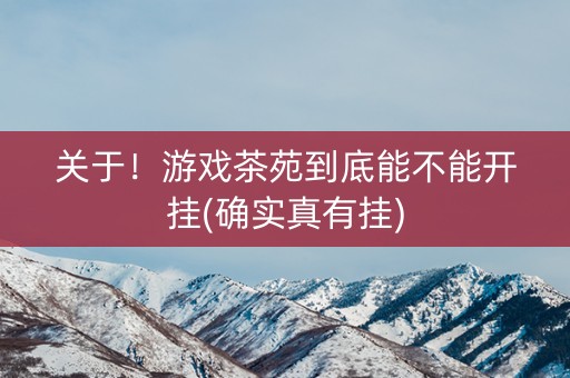 关于！游戏茶苑到底能不能开挂(确实真有挂)