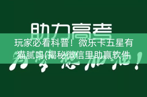 玩家必看科普！微乐卡五星有猫腻吗(揭秘微信里助赢软件)
