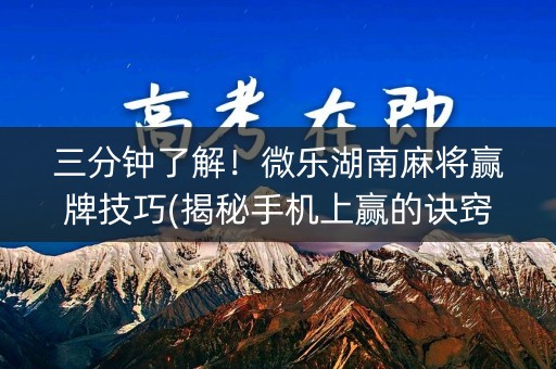三分钟了解！微乐湖南麻将赢牌技巧(揭秘手机上赢的诀窍)