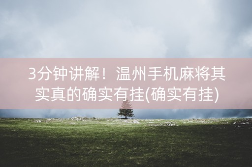 3分钟讲解！温州手机麻将其实真的确实有挂(确实有挂)