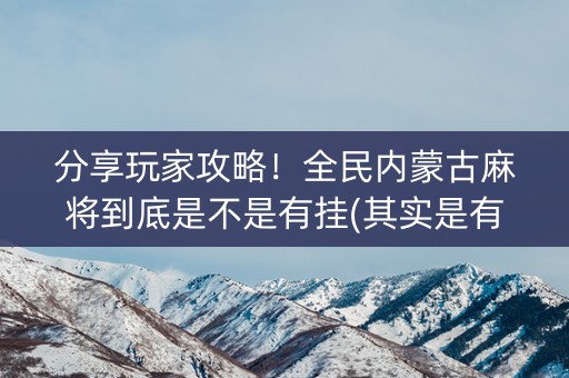 分享玩家攻略！全民内蒙古麻将到底是不是有挂(其实是有挂的)