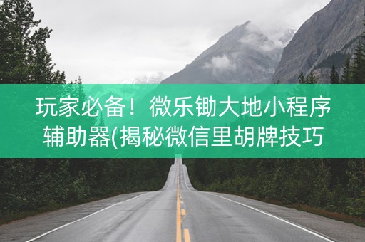 玩家必备！微乐锄大地小程序辅助器(揭秘微信里胡牌技巧)