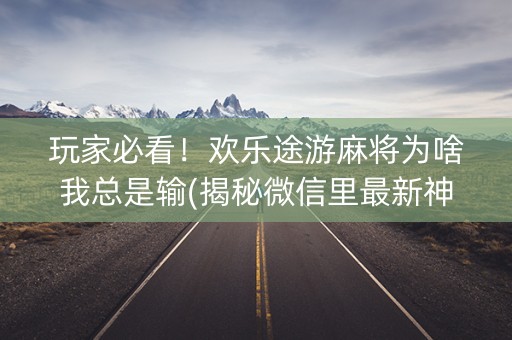 玩家必看！欢乐途游麻将为啥我总是输(揭秘微信里最新神器下载)