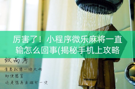 厉害了！小程序微乐麻将一直输怎么回事(揭秘手机上攻略插件)