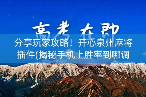 分享玩家攻略！开心泉州麻将插件(揭秘手机上胜率到哪调)