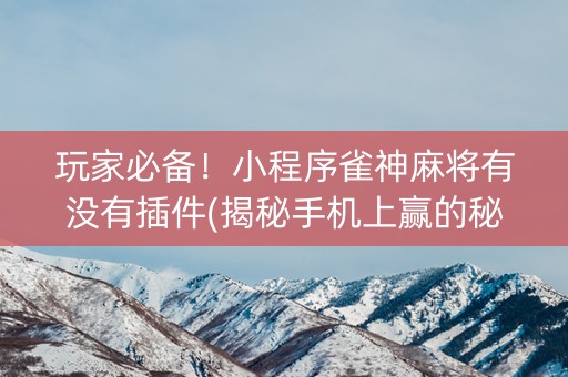 玩家必备！小程序雀神麻将有没有插件(揭秘手机上赢的秘诀)
