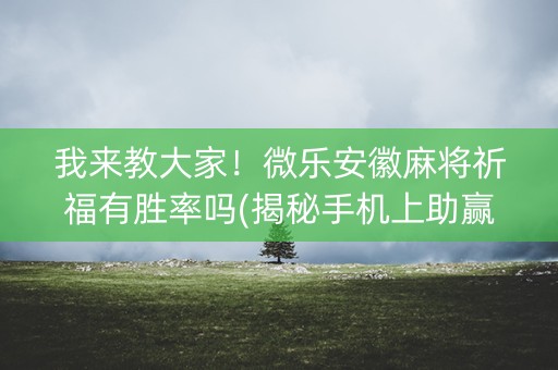 我来教大家！微乐安徽麻将祈福有胜率吗(揭秘手机上助赢神器购买)