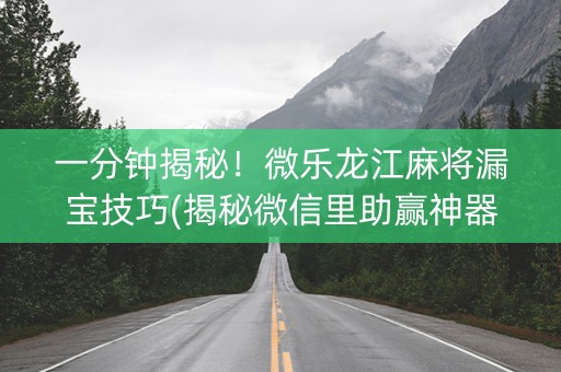 一分钟揭秘！微乐龙江麻将漏宝技巧(揭秘微信里助赢神器购买)