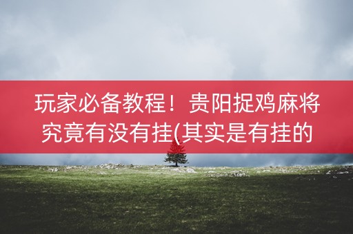 玩家必备教程！贵阳捉鸡麻将究竟有没有挂(其实是有挂的)