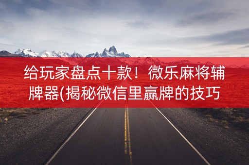 给玩家盘点十款！微乐麻将辅牌器(揭秘微信里赢牌的技巧)