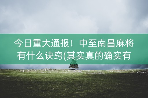 今日重大通报！中至南昌麻将有什么诀窍(其实真的确实有挂)