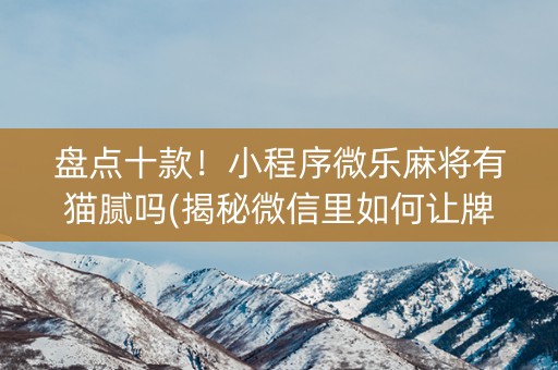 盘点十款！小程序微乐麻将有猫腻吗(揭秘微信里如何让牌变好)