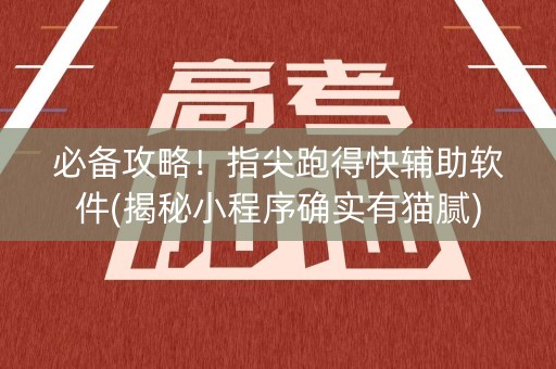 必备攻略！指尖跑得快辅助软件(揭秘小程序确实有猫腻)