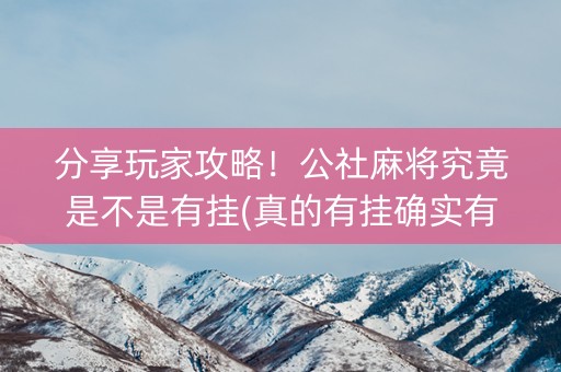 分享玩家攻略！公社麻将究竟是不是有挂(真的有挂确实有挂)