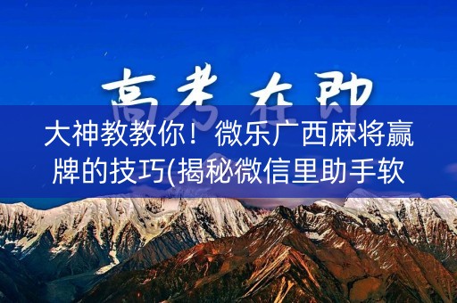 大神教教你！微乐广西麻将赢牌的技巧(揭秘微信里助手软件)
