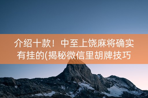 介绍十款！中至上饶麻将确实有挂的(揭秘微信里胡牌技巧)