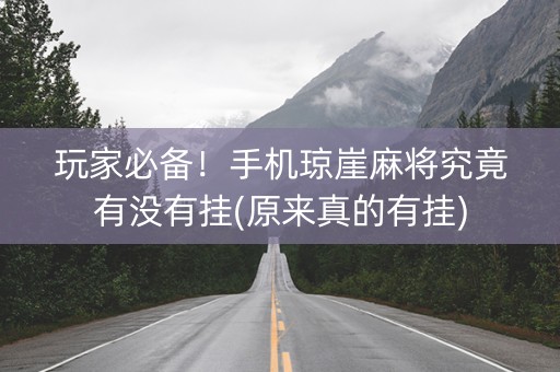 玩家必备！手机琼崖麻将究竟有没有挂(原来真的有挂)