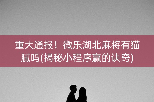 重大通报！微乐湖北麻将有猫腻吗(揭秘小程序赢的诀窍)