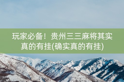 玩家必备！贵州三三麻将其实真的有挂(确实真的有挂)