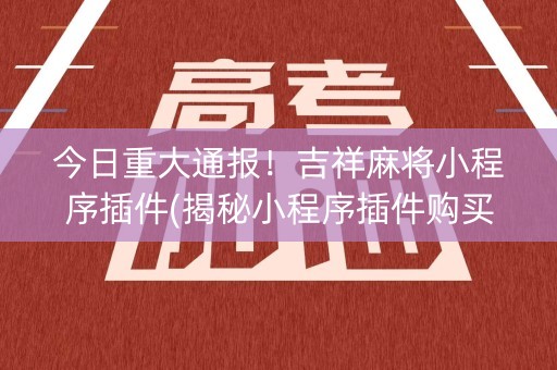 今日重大通报！吉祥麻将小程序插件(揭秘小程序插件购买)