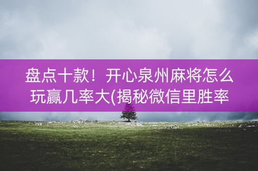 盘点十款！开心泉州麻将怎么玩赢几率大(揭秘微信里胜率到哪调)