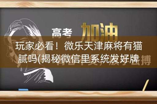 玩家必看！微乐天津麻将有猫腻吗(揭秘微信里系统发好牌)