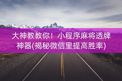 大神教教你！小程序麻将透牌神器(揭秘微信里提高胜率)
