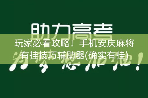 玩家必看攻略！手机安庆麻将有挂技巧辅助器(确实有挂)